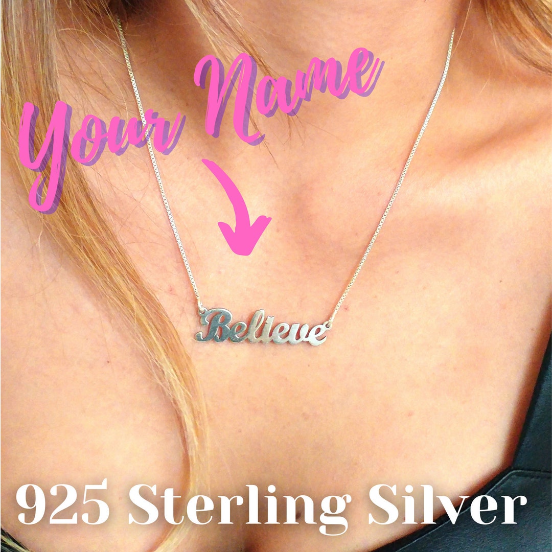 Real Silver Name Necklace Custom Necklaces for Women Etsy