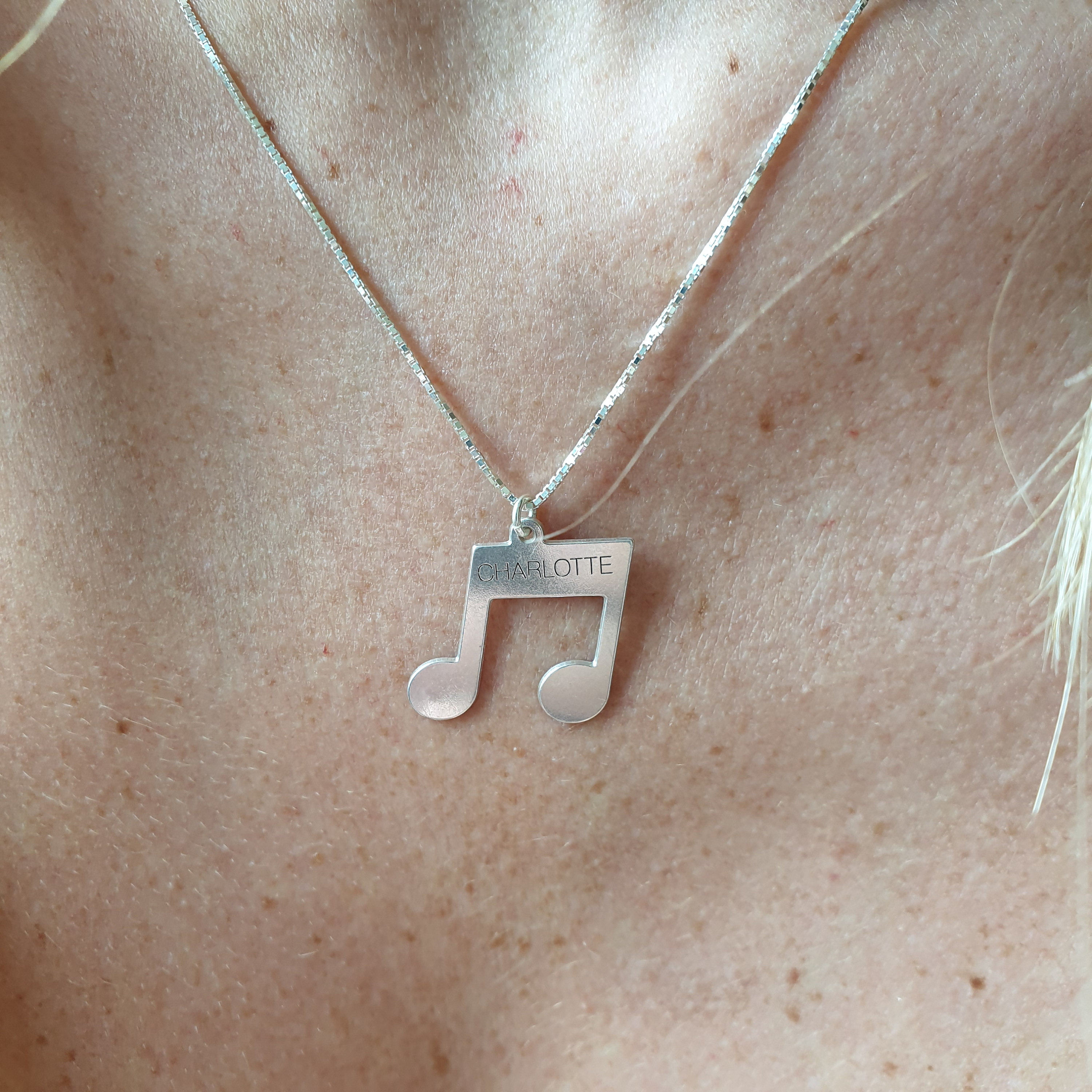 Musical note necklace sterling silver music note charm Etsy