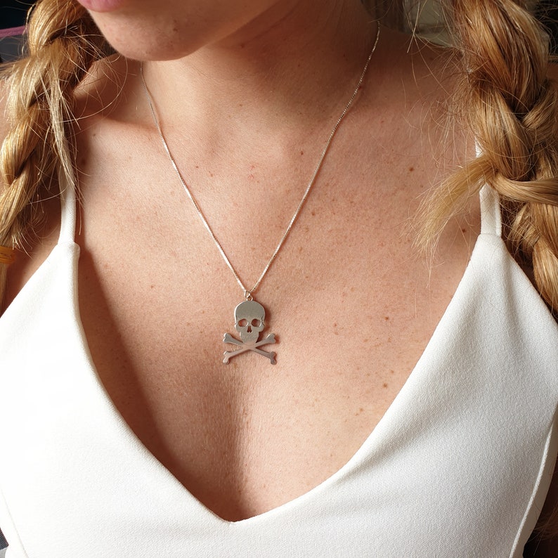 Skull charm Skull Pendant Necklace Sterling Silver 925