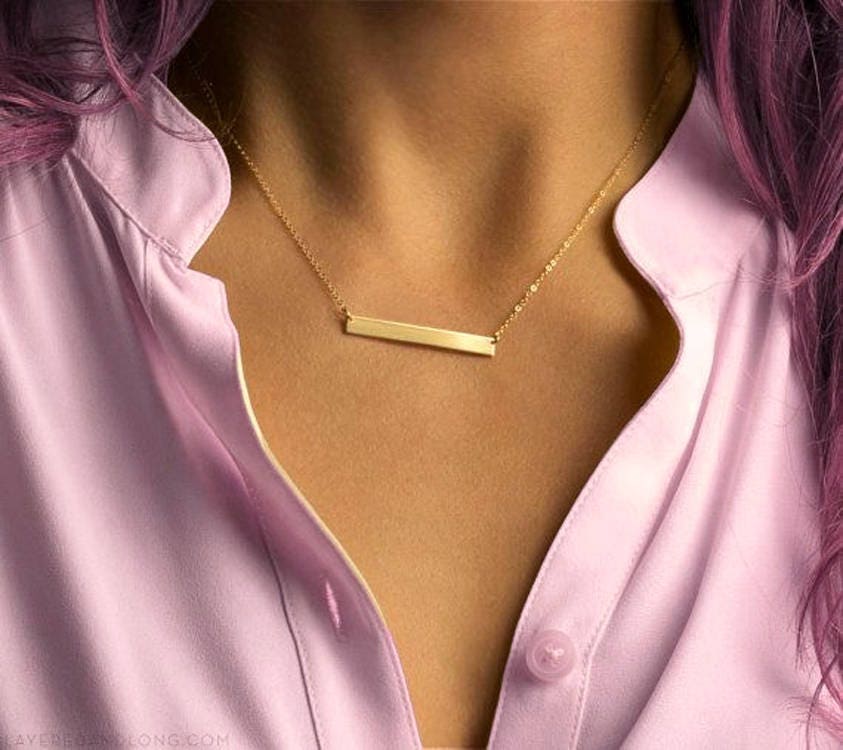 Gold bar deals nameplate necklace