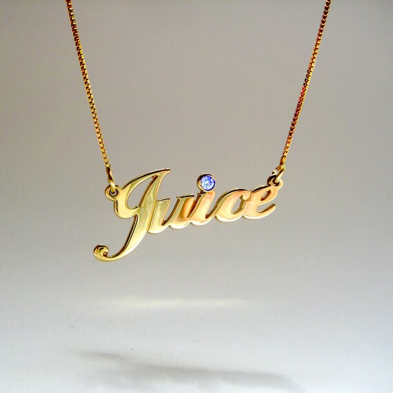 Name Necklaces With Birthstone Real 14k Birth Stine Name Necklace