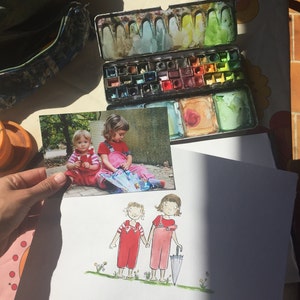 Een familiefoto op maat! Inkt en waterverf...