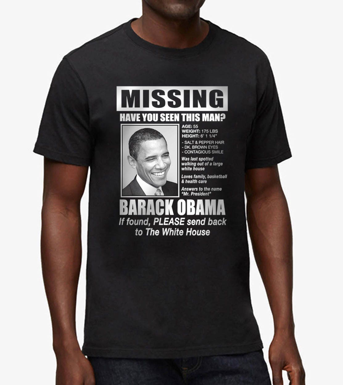 Obama Black Short Sleeve Tee - Etsy