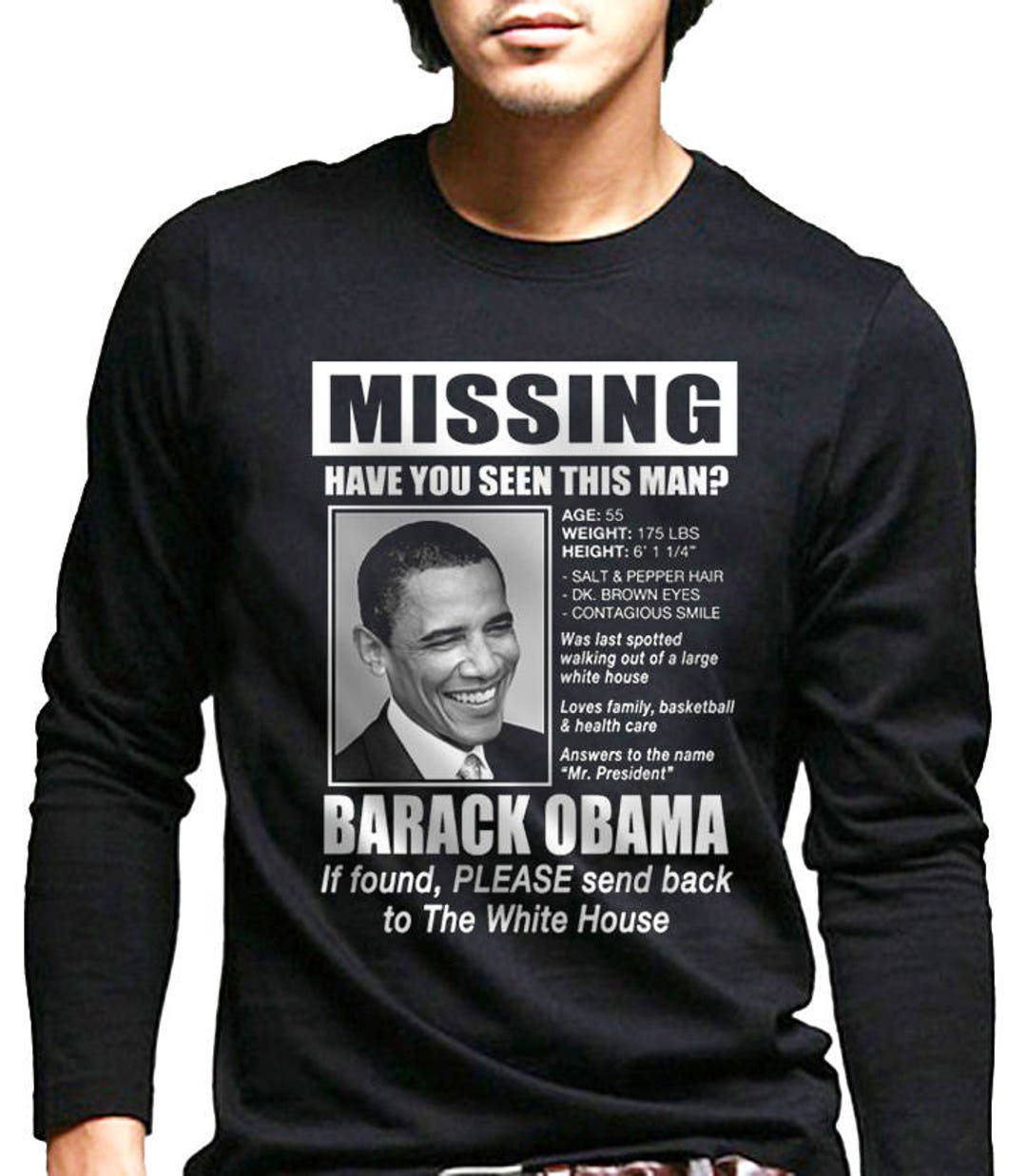Obama Black Long Sleeve Tee Etsy