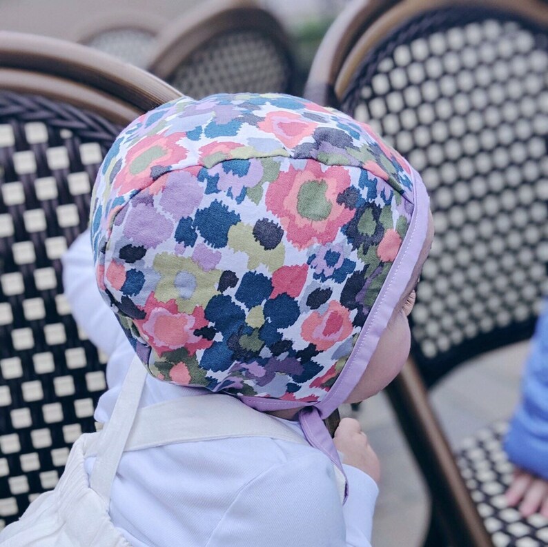spring baby bonnet colorful bonnet handmade bonnet modern bonnet Watercolor baby bonnet girl sun bonnet