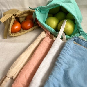 Produce sack, Kitchen sack, Linen Produce Bag, Reusable Produce Bag, Eco-friendly Bags, Bread Keeper, Grocery, Storage Drawstrings bags