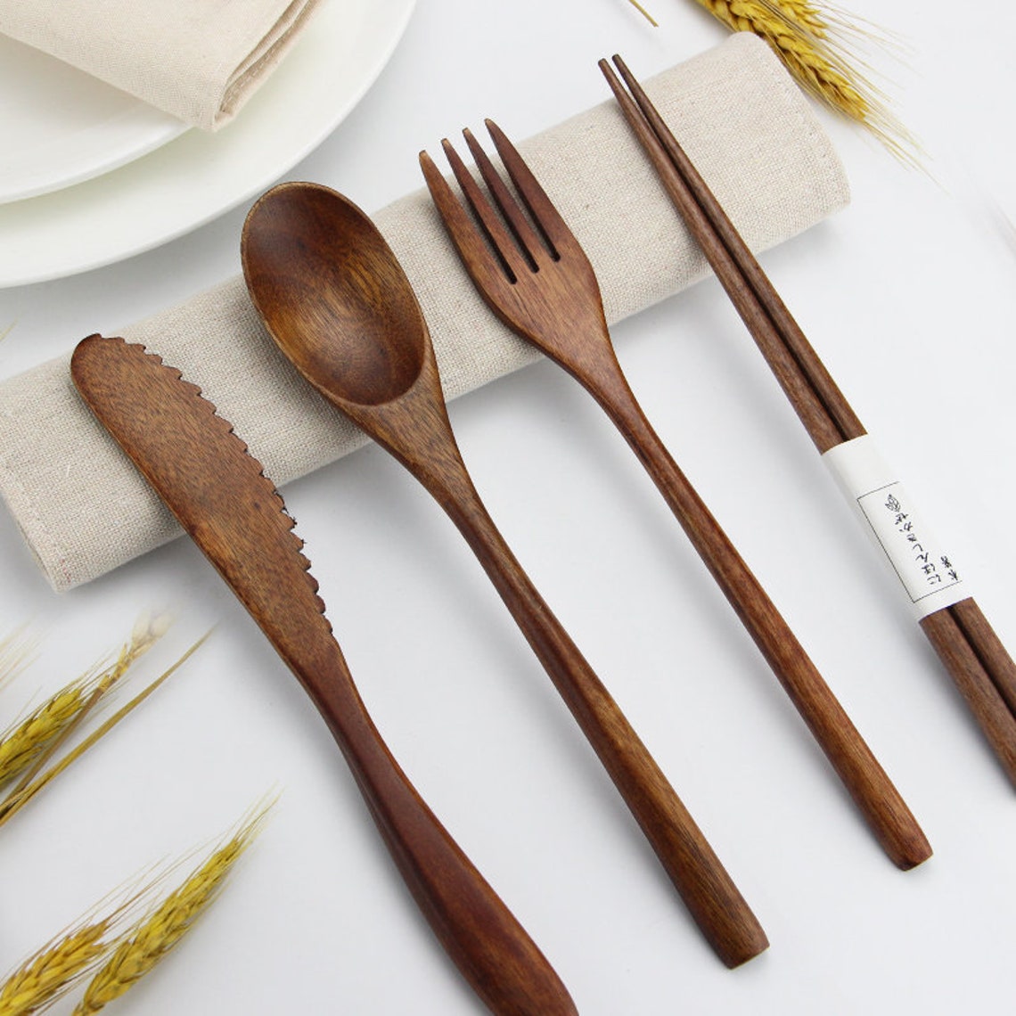 Japanese Style Wooden Cutlery Set Zero Waste Plastic Free Etsy