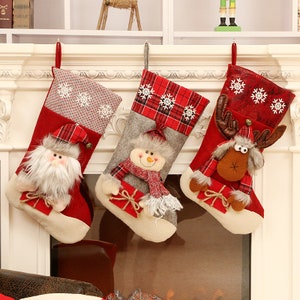 3D Christmas Stockings - Felt Xmas Stockings - Santa Sack - Reindeer - Snowman - Father Christmas