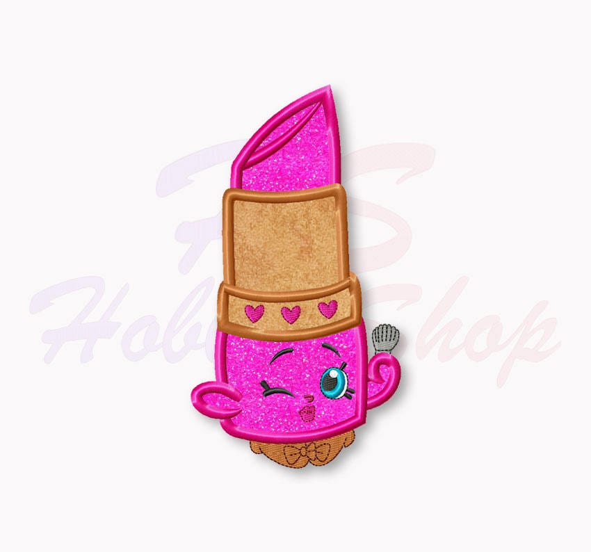 Shopkins Lipstick Applique Embroidery Design Shopkins Machine Etsy