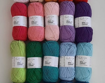 Recycled cotton 20 balls of 100gr in assorted colors for clothing, Granny square, and more