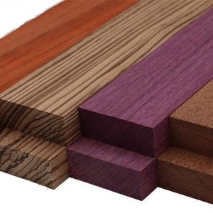 Imported Exotic Hardwood Variety Pack - Padauk, Zebrawood, Purpleheart, and Merbau (3/4" x 2" x 12" (8 Pcs))