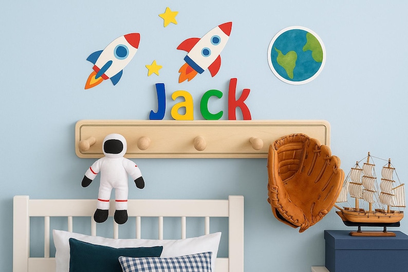 Colorful kids Coat Rack with Personalized Name - Fast delivery afbeelding 3