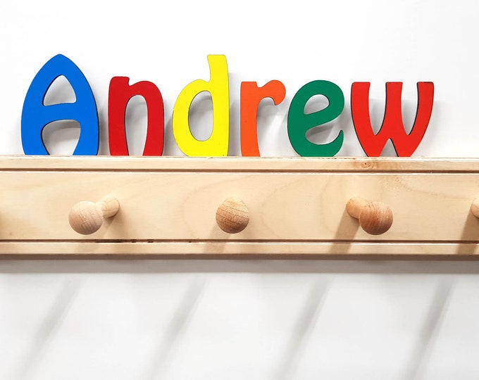 Colorful Coat Rack with Personalized Name - Fast delivery