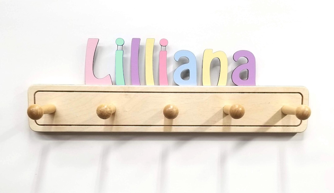 Colorful Kids Coat Rack With Personalized Name - Fast Delivery - Etsy