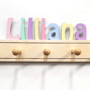 Colorful kids Coat Rack with Personalized Name - Fast delivery
