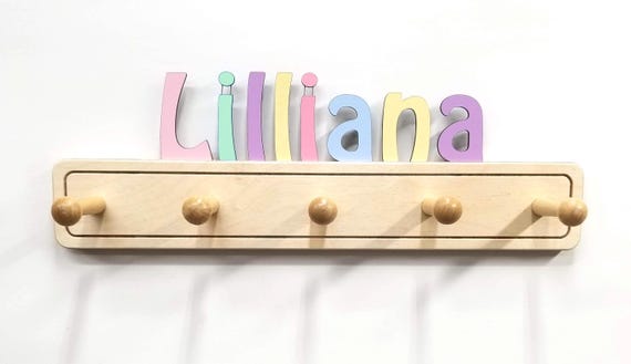 Colorful kids Coat Rack with Personalized Name - Fast delivery
