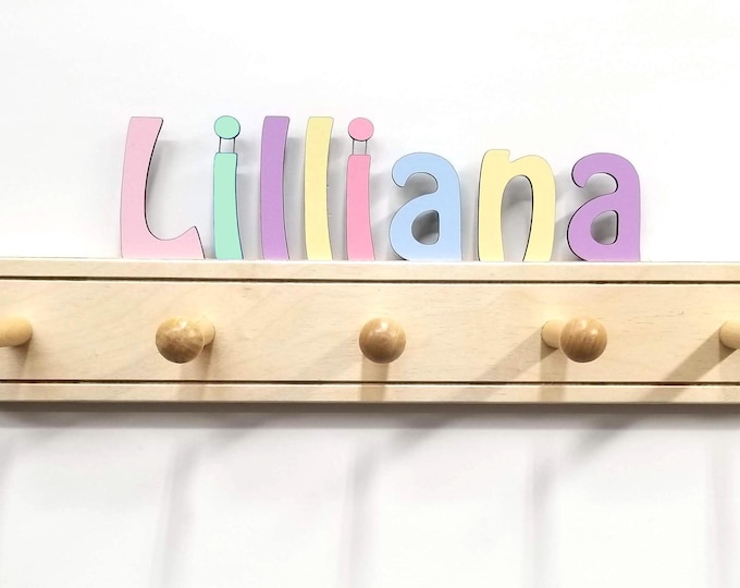 Colorful kids Coat Rack with Personalized Name - Fast delivery