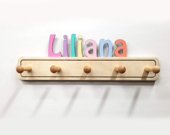 Colorful kids Coat Rack with Personalized Name - Fast delivery