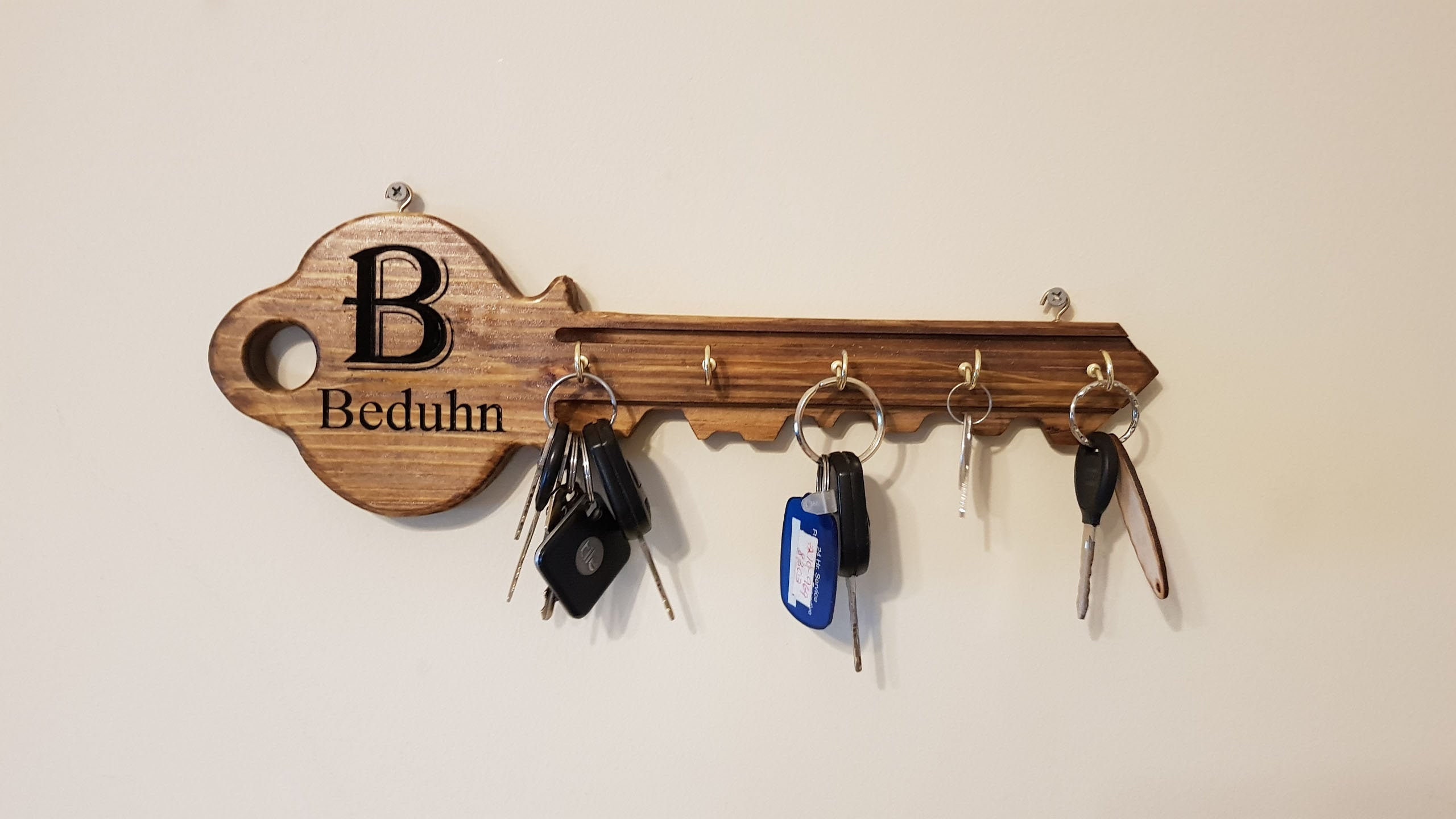 Personalized Wood Key Holder for Wall, Wedding, Housewarming, Home