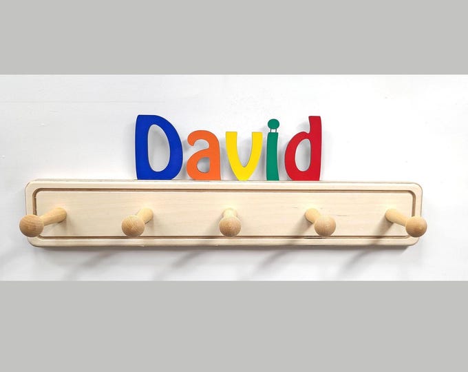 Colorful Coat Rack with Personalized Name - Fast delivery