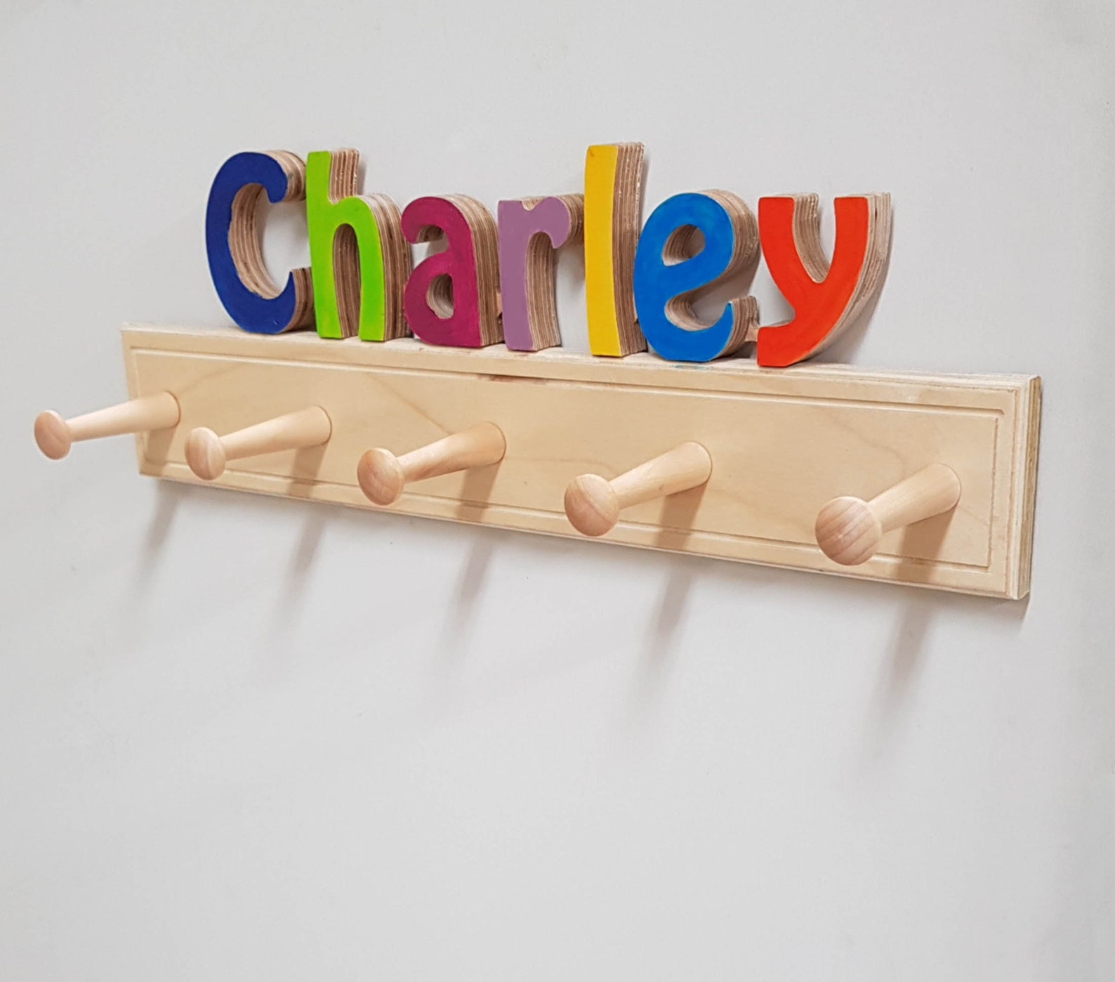 Personalized Kids Coat Rack with Colorful Letters Etsy