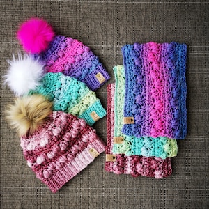 Three&#39;s a Cloud Beanie and Cowl Set PDF pattern