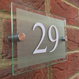 Modern House Sign door number street glass effect acrylic silver house name plaque door number sign