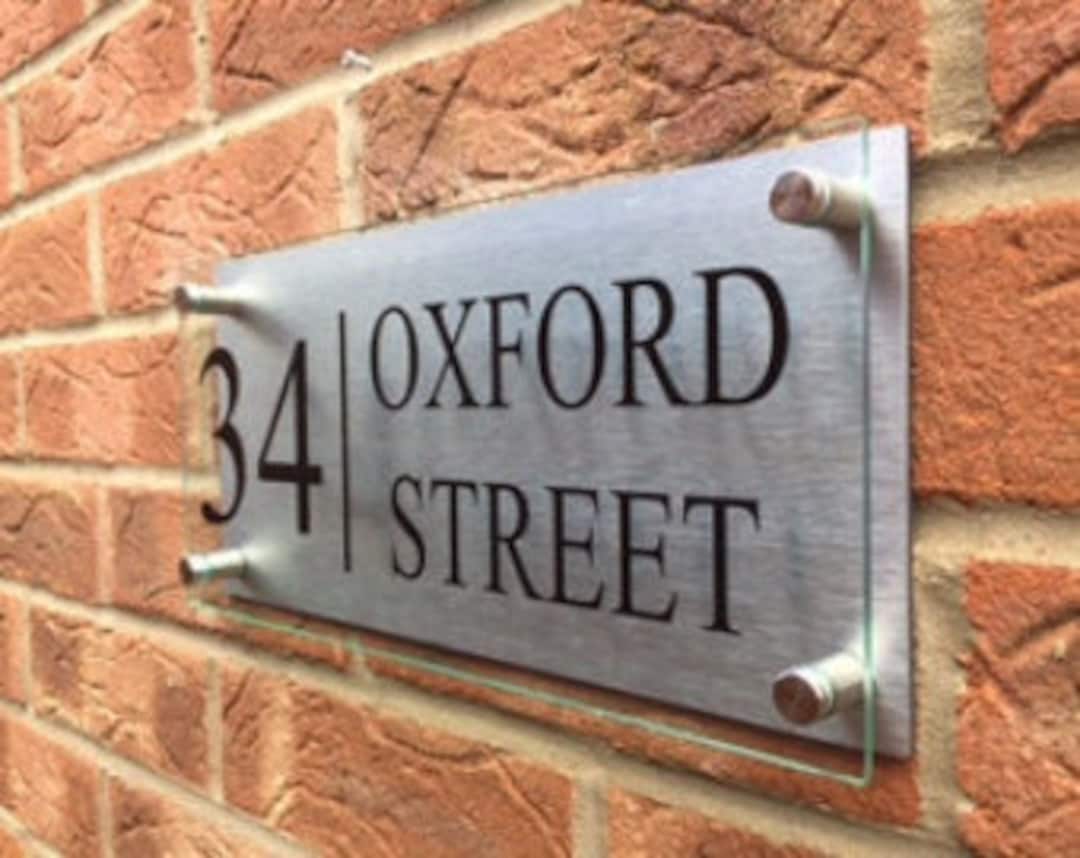 Modern House Sign Plaque Door Number Glass Acrylic Aluminium Street ...