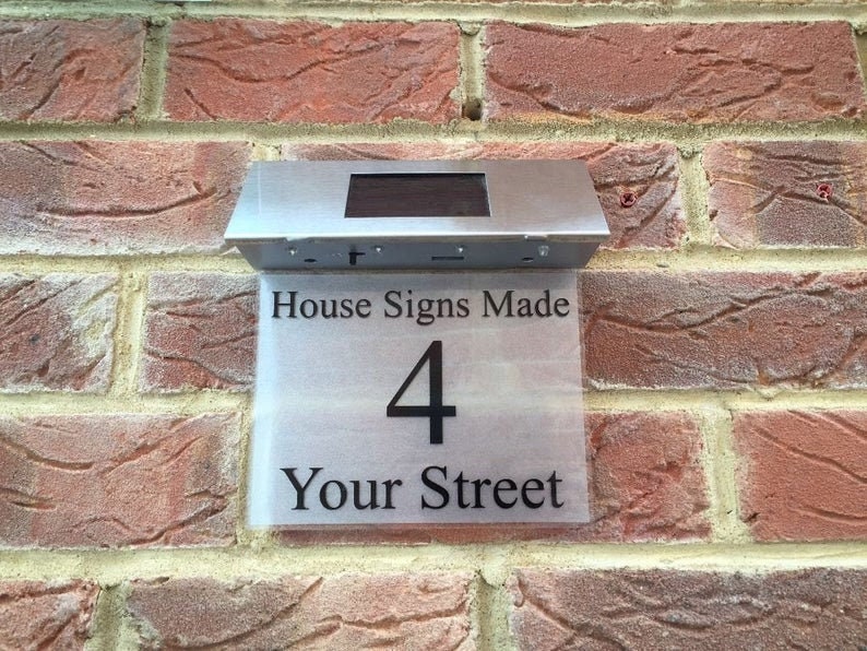 House Sign With Solar Light Modern House Sign House Plaque Etsy UK