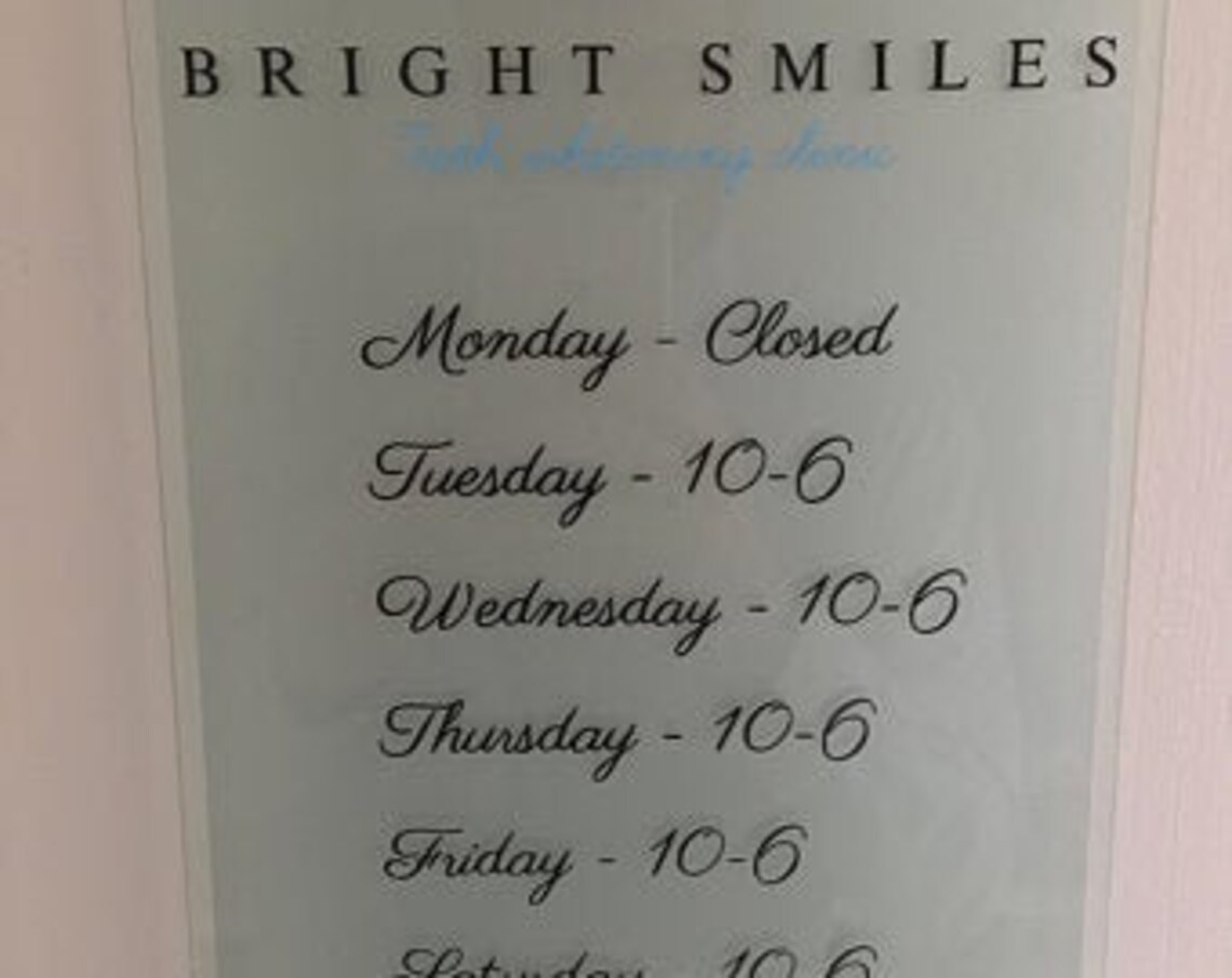 Modern shop opening times sign plaque custom made 30cm x 20cm Etsy