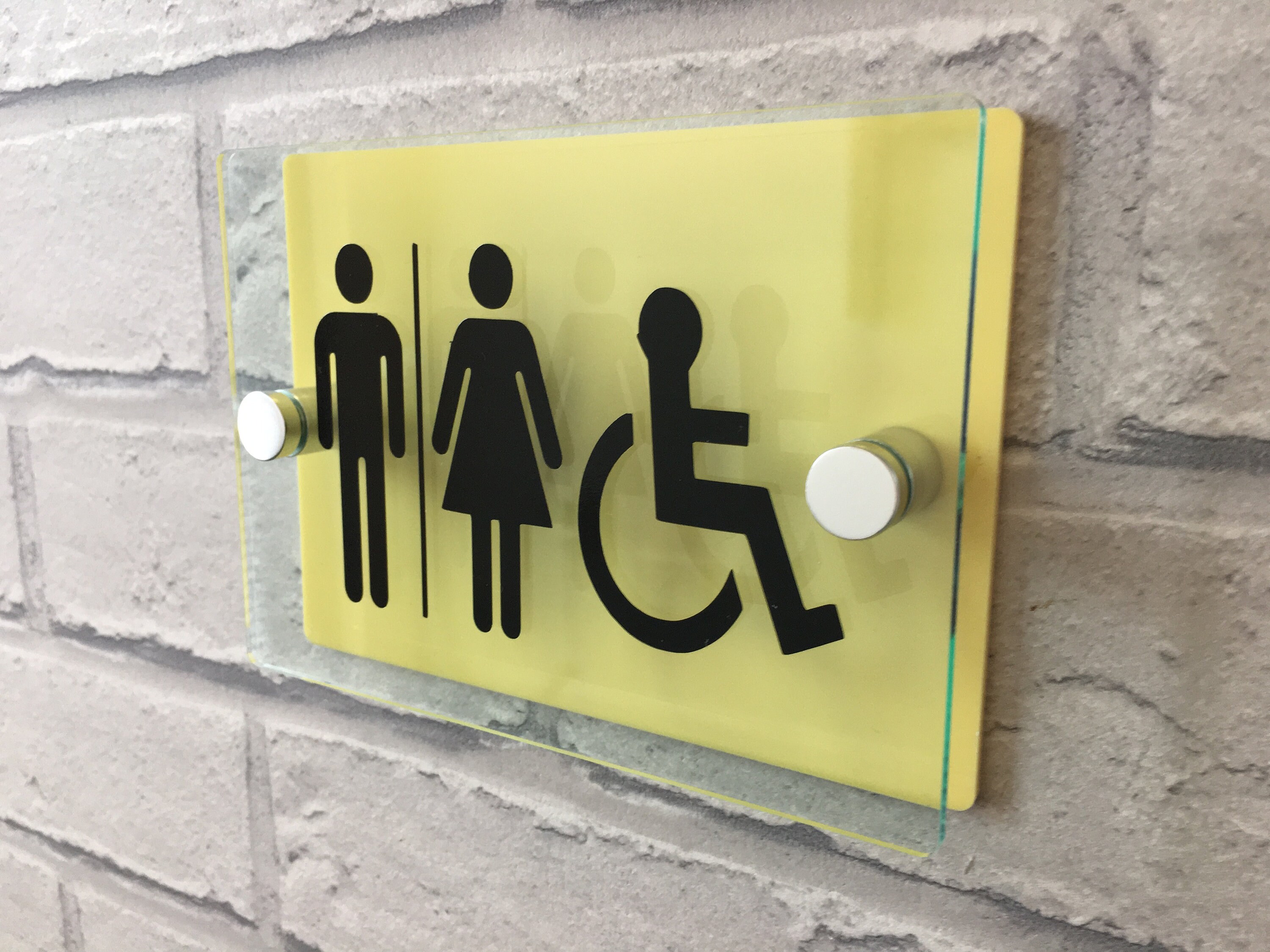 Modern Glass Look Yellow Toilet Sign Plaque - Etsy