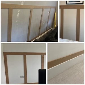 DIY SCHILDERBARE lambrisering kits 1-50 custom moderne wandpanelen, custom doe-het-zelf paspanelen 1150 mm lange wandstrips