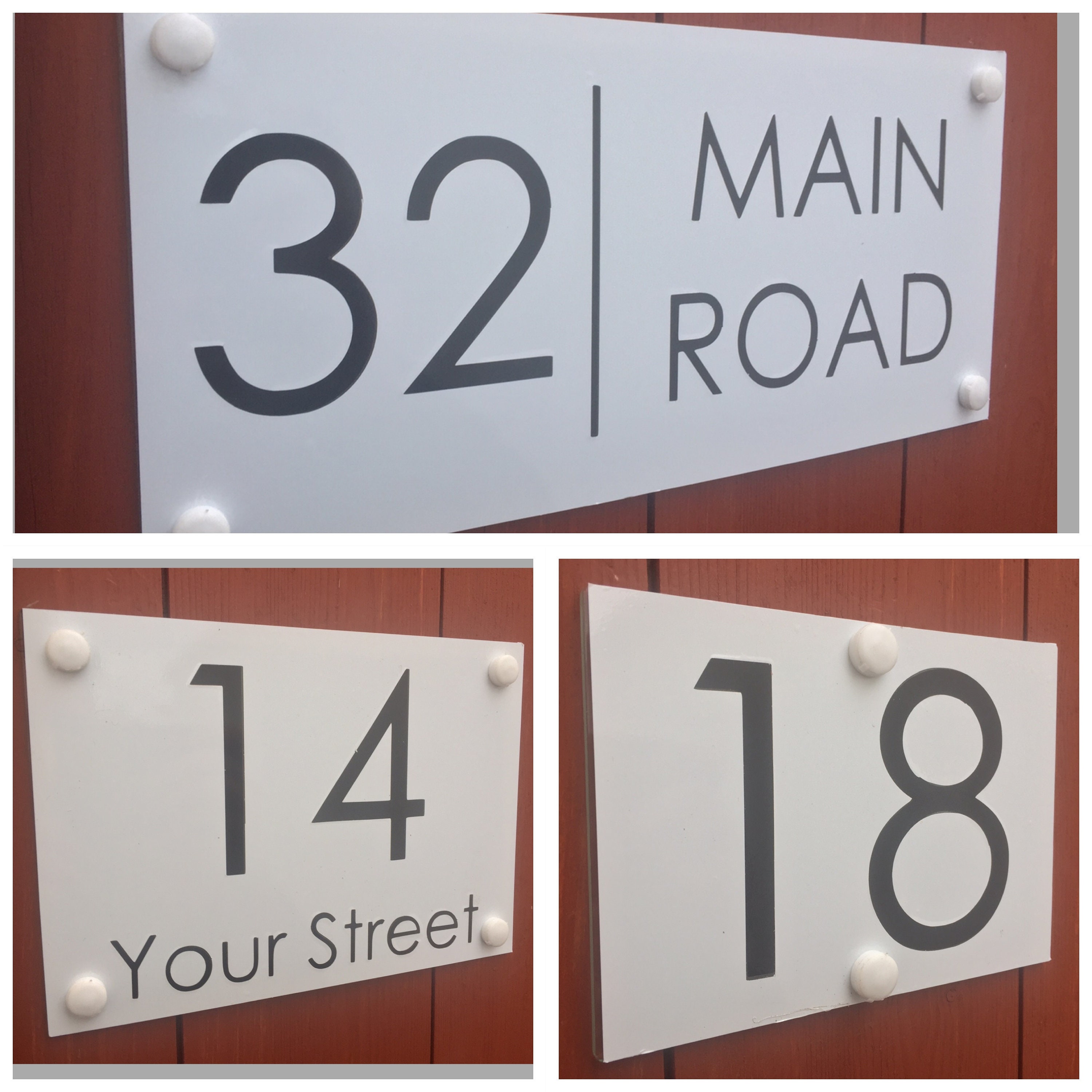 Modern House Sign Plaque Door Number Street Name. Large Wall Sign