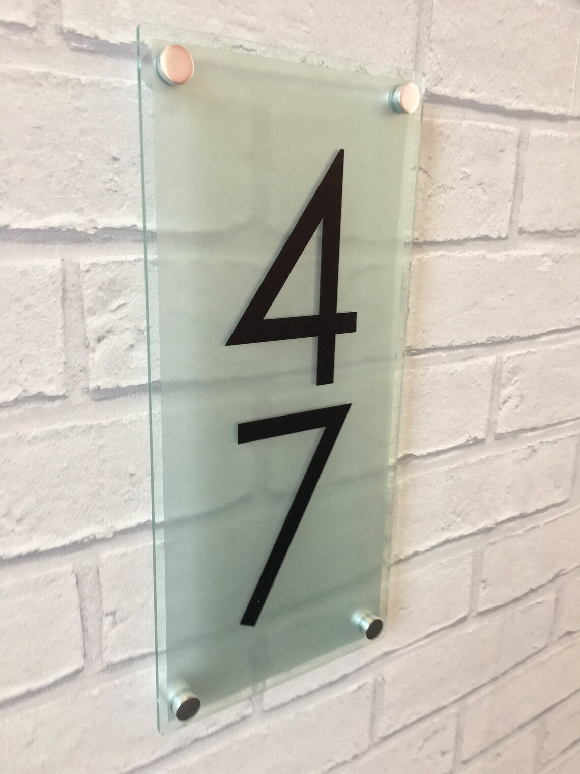 Contemporary vertical house sign plaque upright glass acrylic Etsy