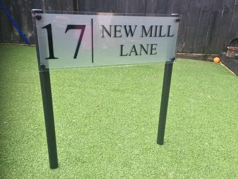 Free Standing Modern House Sign Door Number Address Plaque Etsy