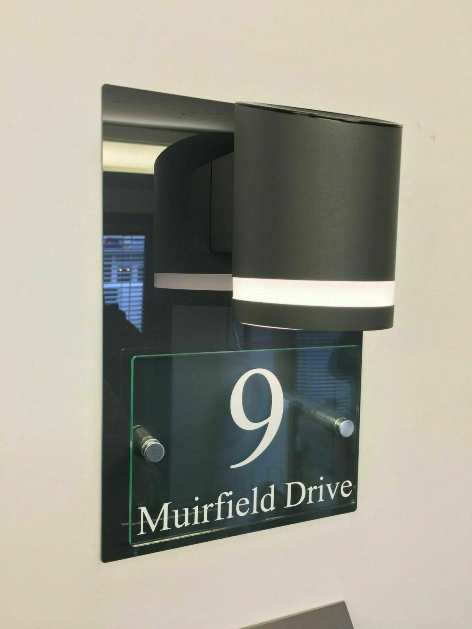 Modern Solar Powered Led House Sign Glass Effect Dark Grey House Name