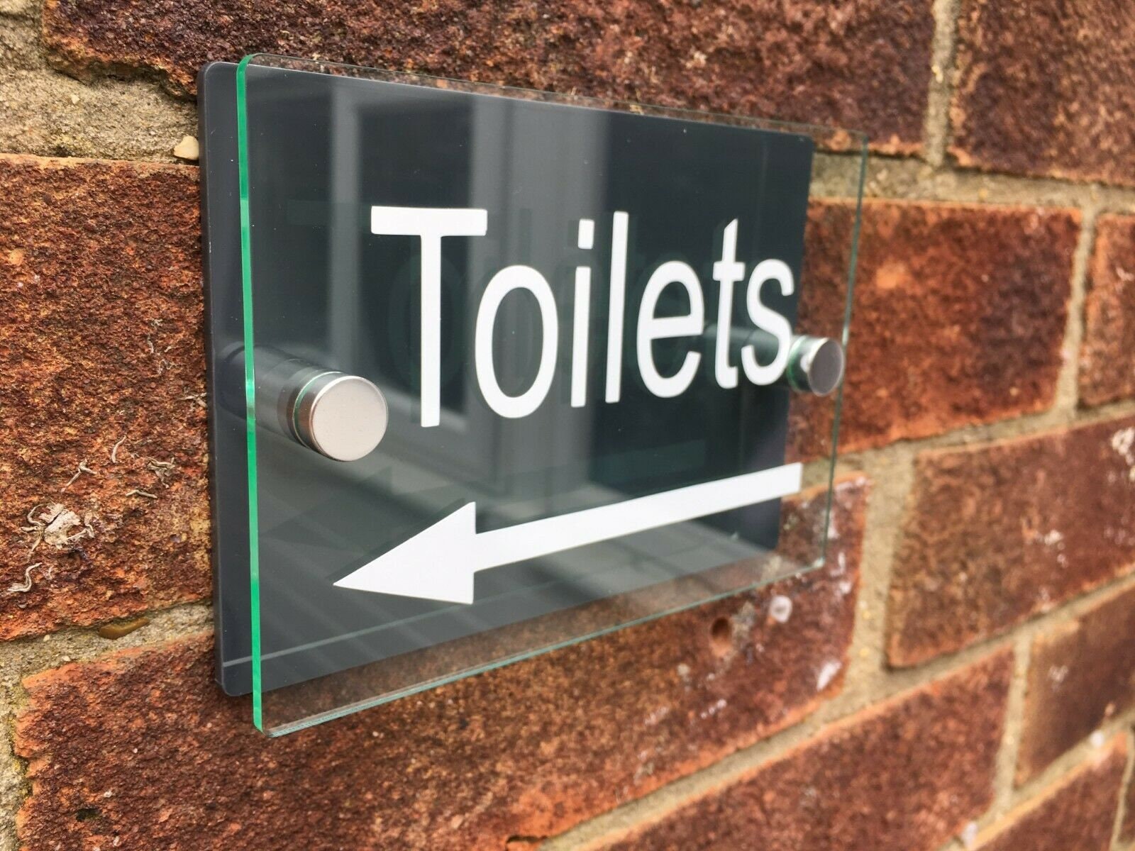 Modern Glass Look Dark Grey Toilet Sign Plaque Etsy UK