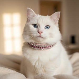 Pink Velvet Crystal Safety Cat Collar and bell image 1