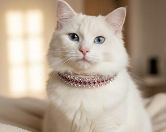 Pink Velvet Crystal Safety Cat Collar and bell