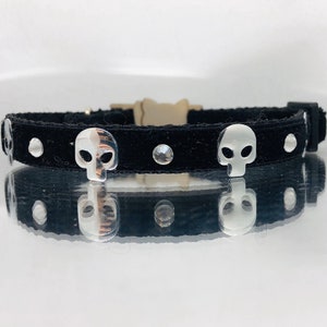 Cat Collar Black Velvet Goth Kitty Safety Collar with Bell image 6