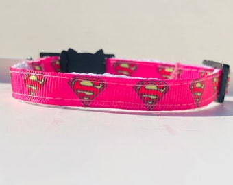 Vivid Pink Supercat Safety Breakaway Cat Collar and Bell