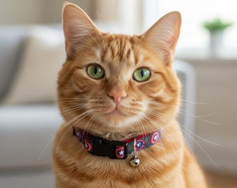 Collar y campana de seguridad para gatos de superhéroe