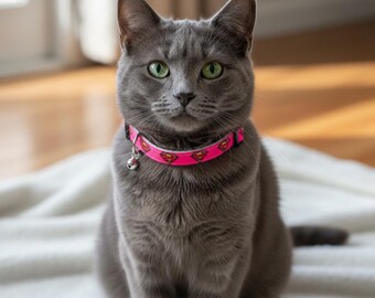 Vivid Pink Supercat Safety Breakaway Cat Collar and Bell