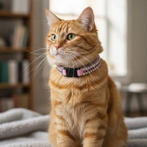 Pink Velvet Crystal Safety Cat Collar and bell image 9