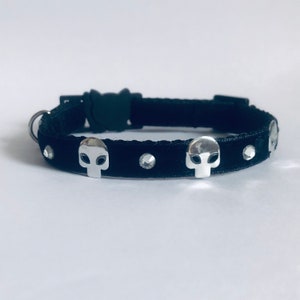 Cat Collar - Black Velvet Goth Kitty Safety Collar with Bell