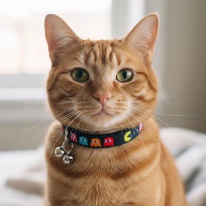 Pac-Man Safety Breakaway Cat Collar, Retro Charm, Kitten Dog Accessory