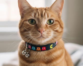 Pac-Man Safety Breakaway Cat Collar, Retro Charm, Kitten Dog Accessory