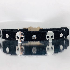 Cat Collar Black Velvet Goth Kitty Safety Collar with Bell image 8