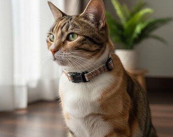 Collar de seguridad para gatos con rayas a cuadros