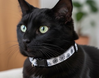 Halloween White Spiderweb Cat or Kitten Collar with Bell and Charm
